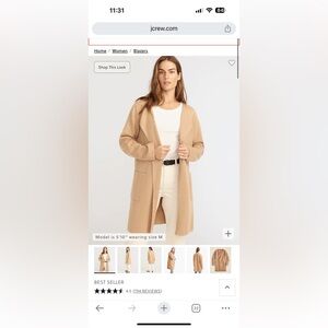 Juliette Collarless Blazer - J. Crew sweater XS cream color